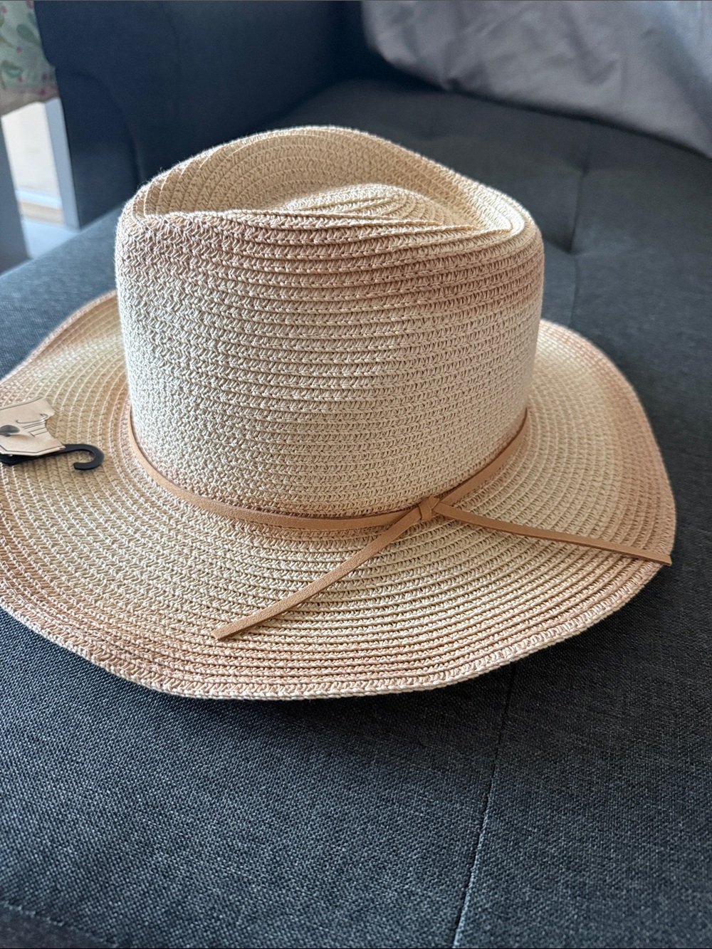Straw Sun Hat with Thin Band - Natural Beige - Picture 2 of 8